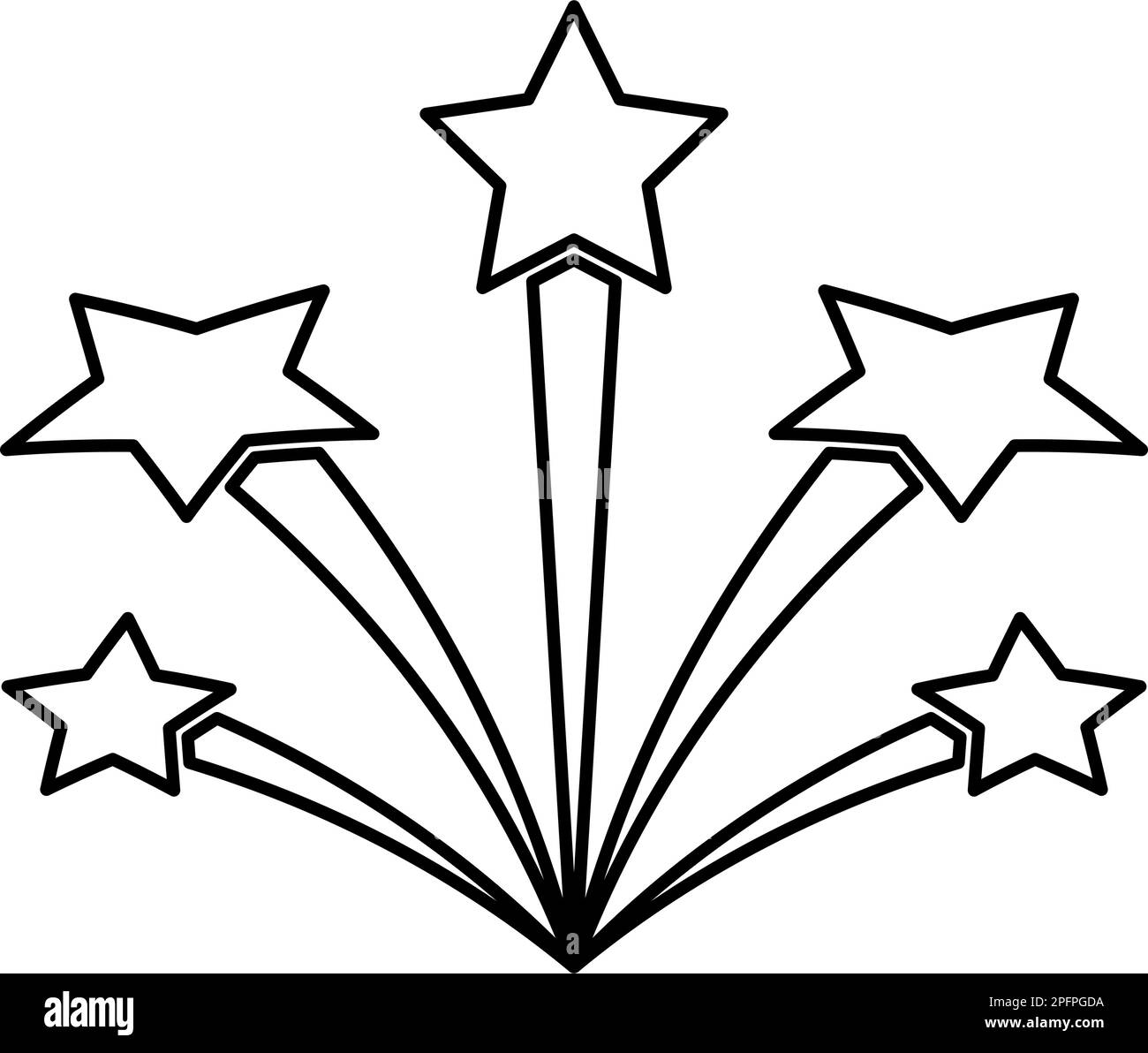 Saluez avec les étoiles feu de feu Starry contour ligne icône noir couleur vecteur illustration image mince plat style simple Illustration de Vecteur