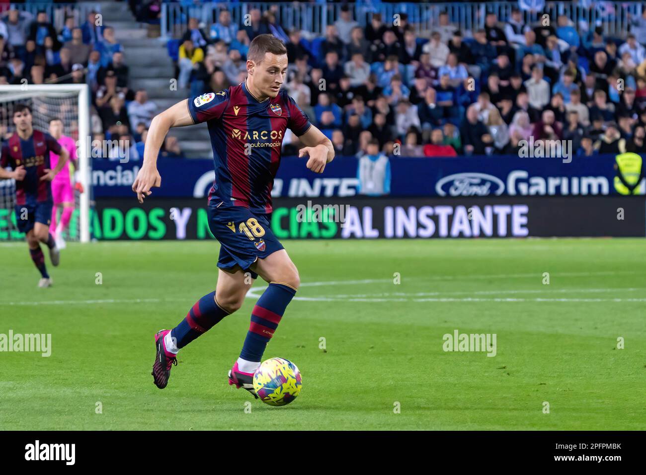 Jorge de Frutos vu en action pendant le match LaLiga Smartbank entre Malaga CF et Levante UD au stade la Rosaleda. Note finale: Malaga CF 0-0 Levante UD Banque D'Images