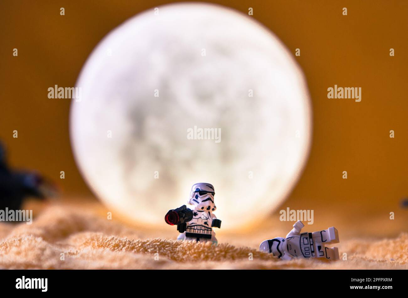 Reconstruction du décor lunaire avec la collection lego Star Wars Banque D'Images