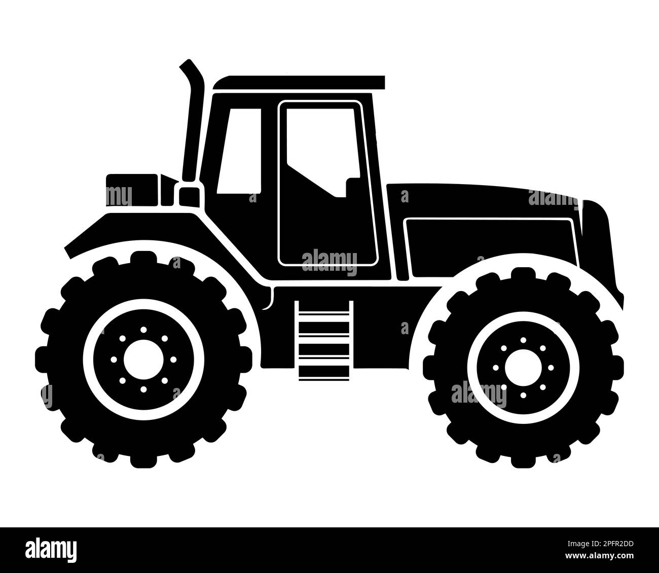 silhouette noire d'un tracteur sur fond blanc. icône équipement agricole. illustration vectorielle plate. Illustration de Vecteur
