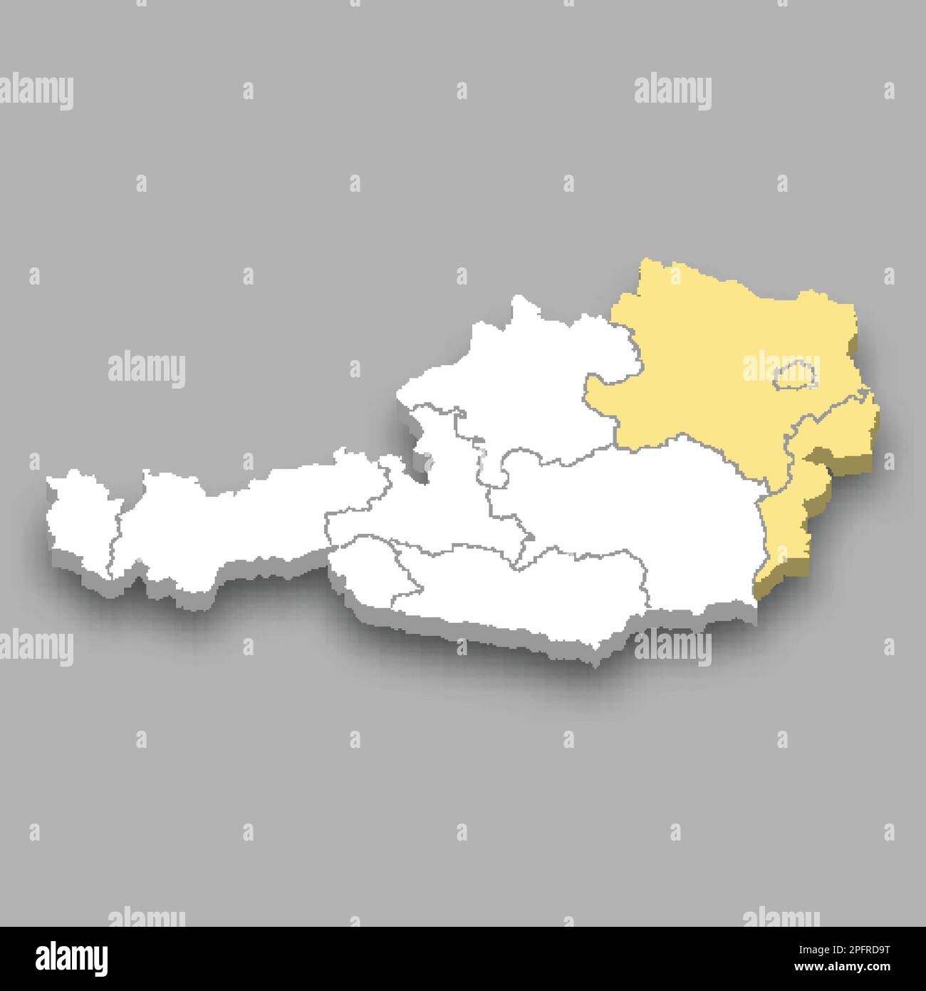 Région de l'est emplacement dans l'Autriche carte isométrique 3D Illustration de Vecteur