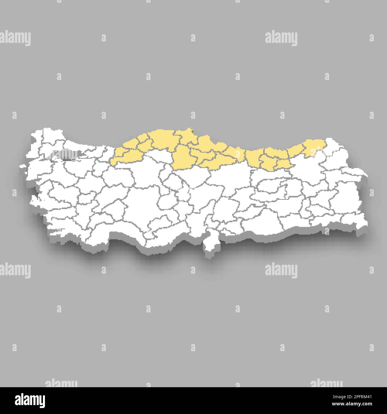 Région de la mer Noire situation dans la Turquie carte isométrique 3D Illustration de Vecteur