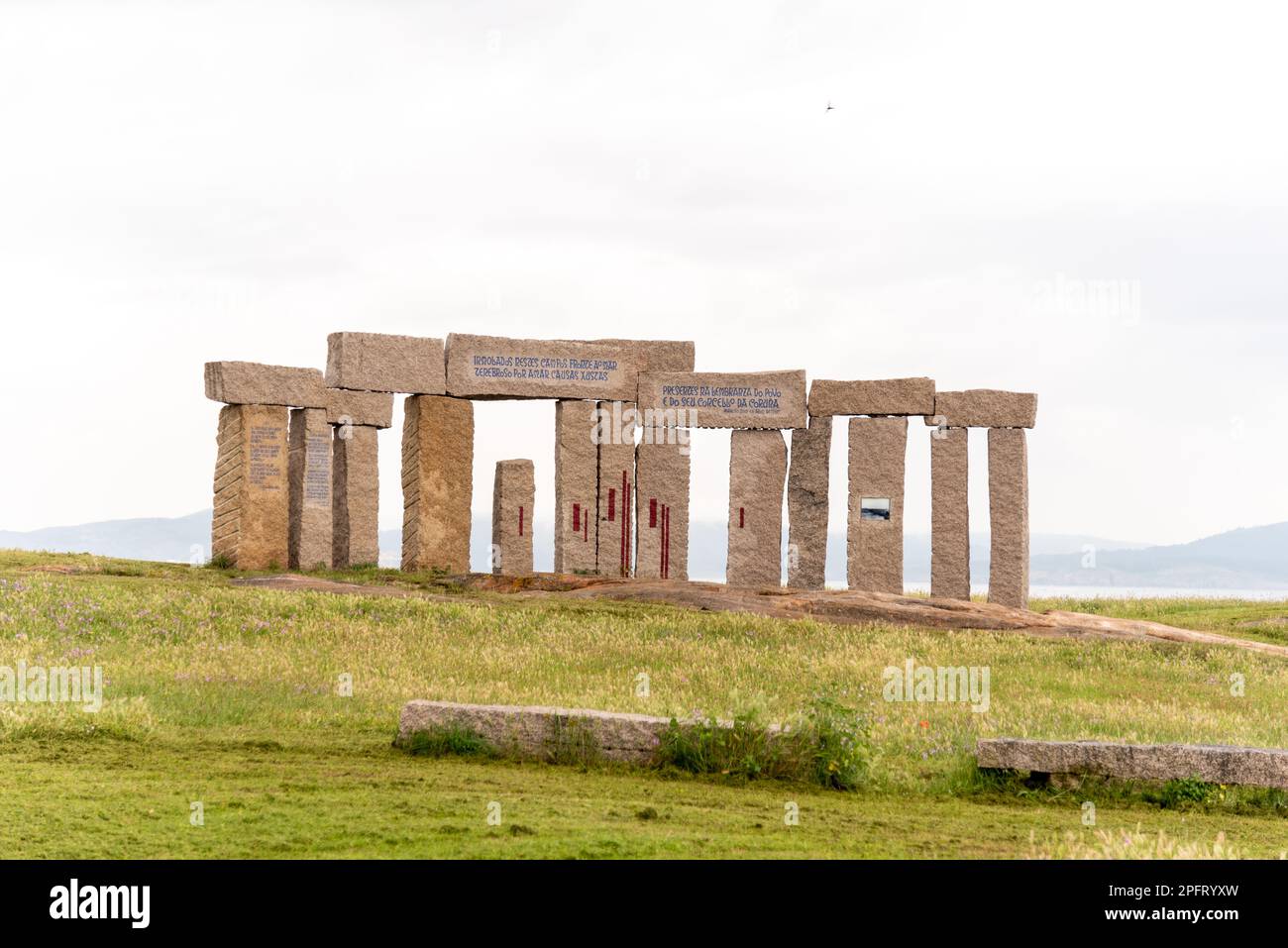 La terrasse d'observation de la fenêtre du monde dans l'emblématique Torre de Hercules à la Coruña, Galice, Espagne, offre une vue imprenable à 360 degrés de la ville Banque D'Images