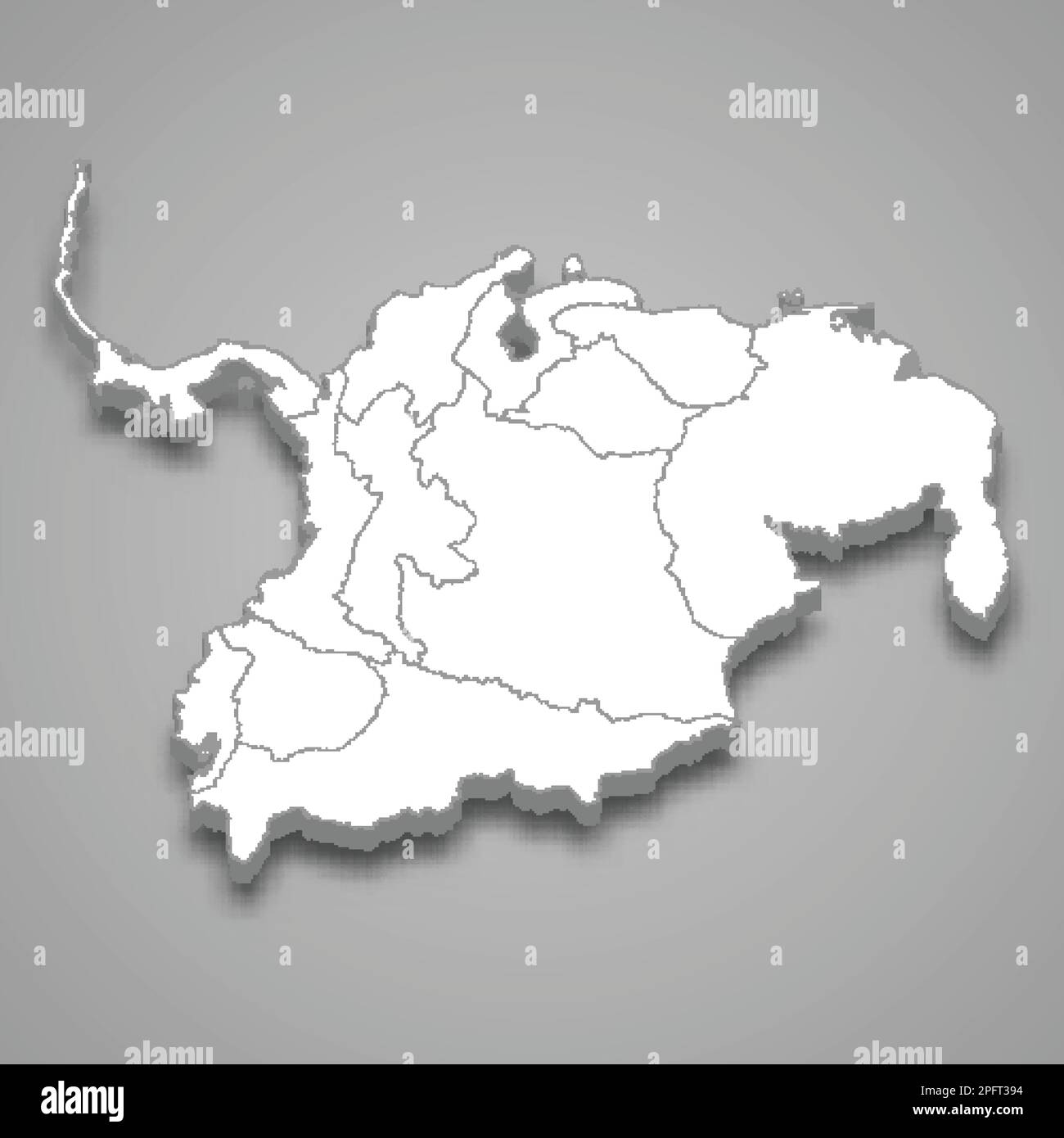 3D carte isométrique de la Grande Colombie isolée avec l'ombre, ancien état Illustration de Vecteur