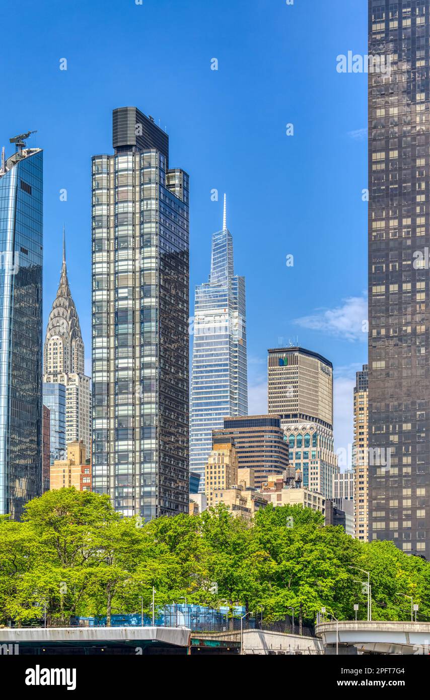 Midtown Skyline: Maison turque, Chrysler Building, 50 un Plaza, un Vanderbilt, met Life Building, Tour du monde de Trump. Banque D'Images