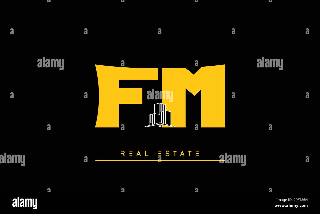 Lettres immobilières initiales Monogram logo FM , MF Illustration de Vecteur