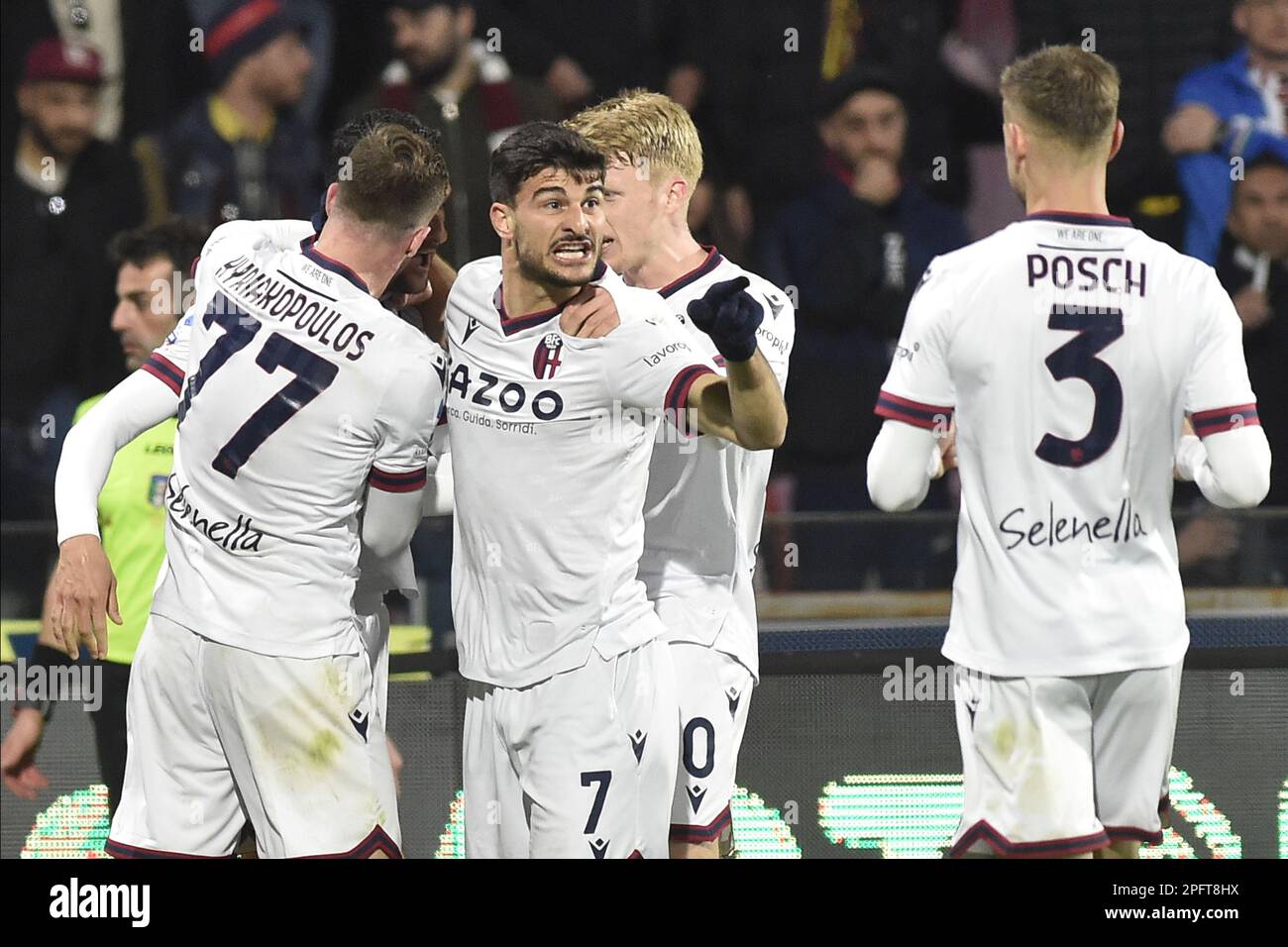 Salerno, Italie. 18th mars 2023. Charalampos Lykogiannis de Bologna FC fête après avoir marqué le but pendant la série Un match entre US Salernitana 1919 v Bologna FC au stade Arechi crédit: Independent photo Agency/Alay Live News Banque D'Images