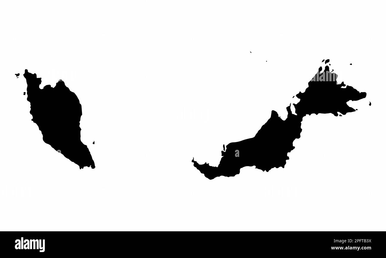Silhouette de carte de Malaisie isolée sur fond blanc Illustration de Vecteur