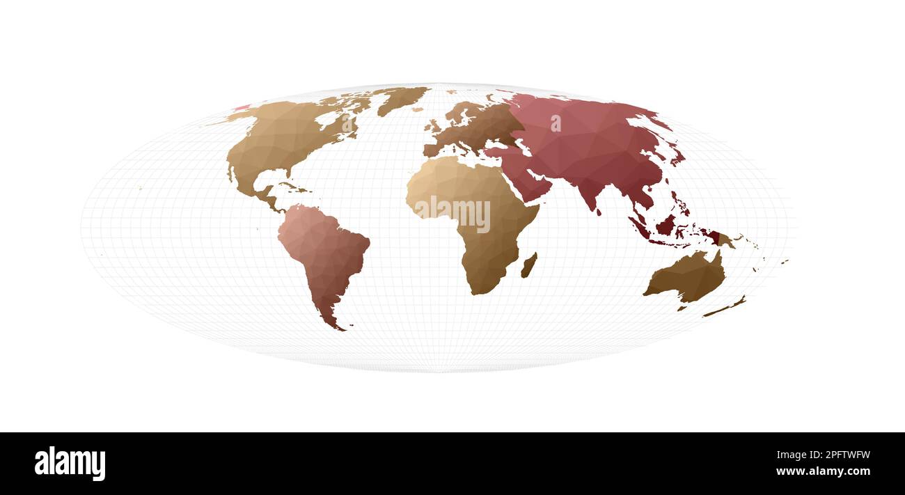 Carte du monde colorée. Projection Bromley. Illustration vectorielle vibrante. Illustration de Vecteur