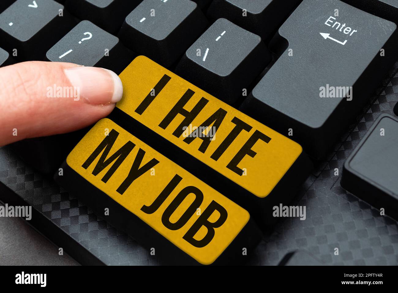 Écriture affichage du texte Je déteste mon travail. Mot écrit sur ne pas comme la tâche assignée