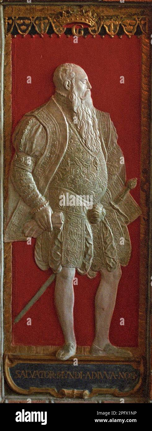 Gustav Vasa, Gustav Eriksson. 12 mai 1496 - 29 septembre 1560. Roi Gustav I de Suède de la famille noble Vasa. Pièce sculpturale de Carl Larsson. Banque D'Images