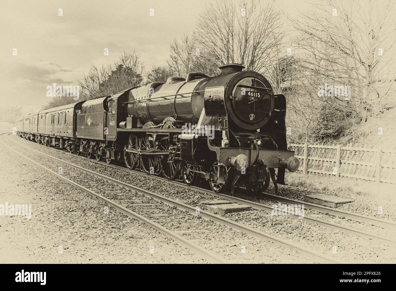 Scots Guardsman , moteur à vapeur du Royaume-Uni, à long Preston sur 18th Match 2023 Banque D'Images