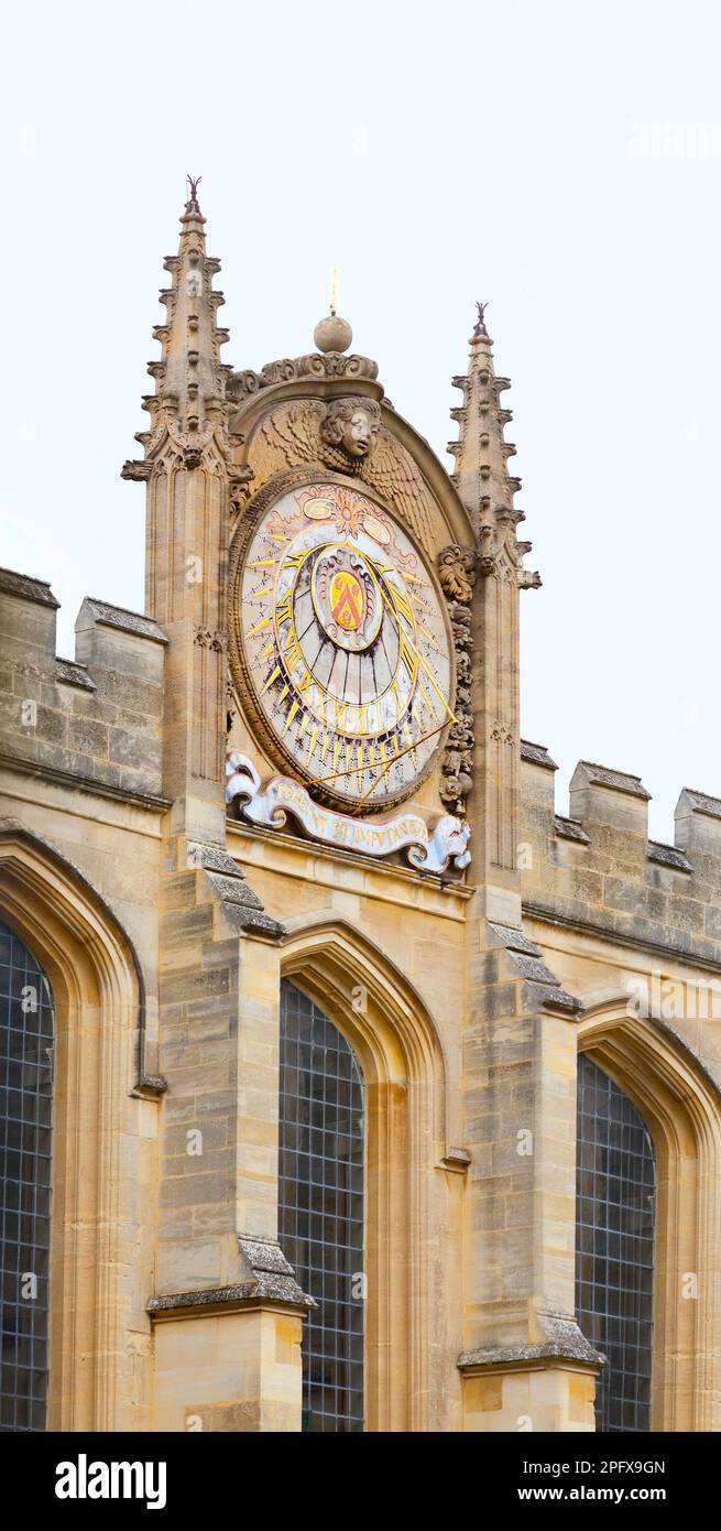 Sundial conçu par Sir Christopher Wren, la bibliothèque Codrington, à All Souls College, Oxford Banque D'Images