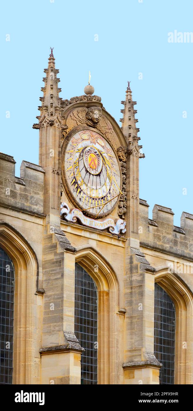 Sundial conçu par Sir Christopher Wren, la bibliothèque Codrington, à All Souls College, Oxford Banque D'Images