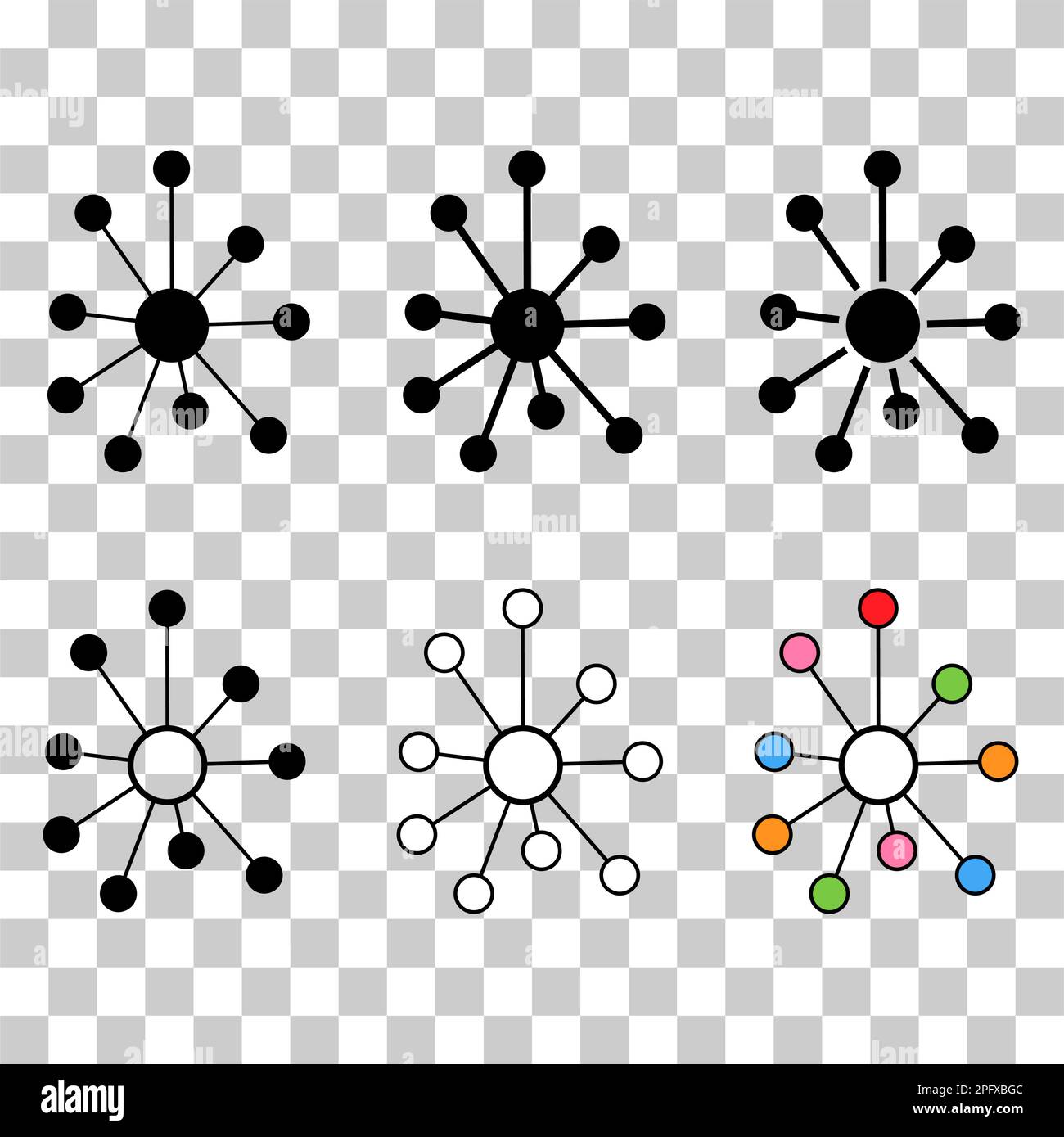 Ensemble de Hub réseau plat icône, connecter structure vecteur symbole fond isolé, système de technologie . Illustration de Vecteur