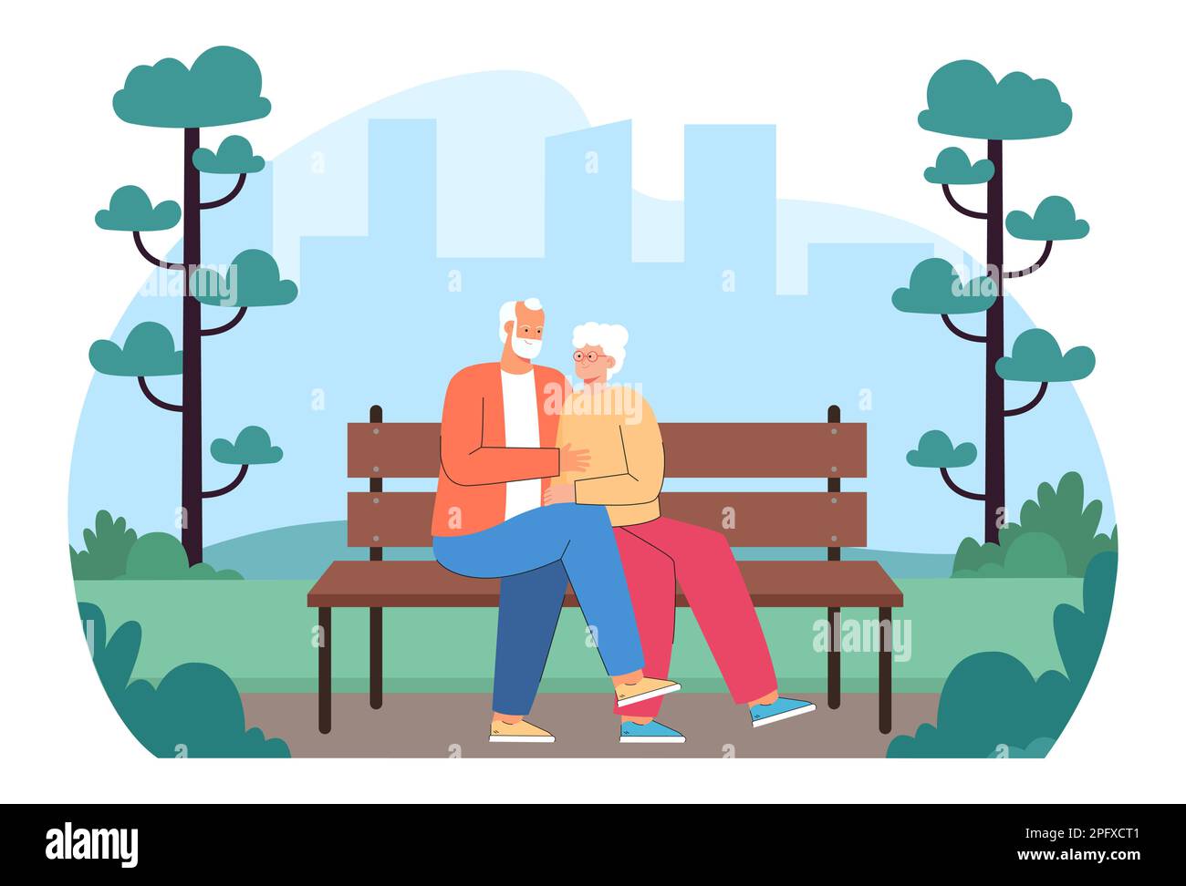 Vieux Couple Sur Banc Banque D images Vectorielles Alamy