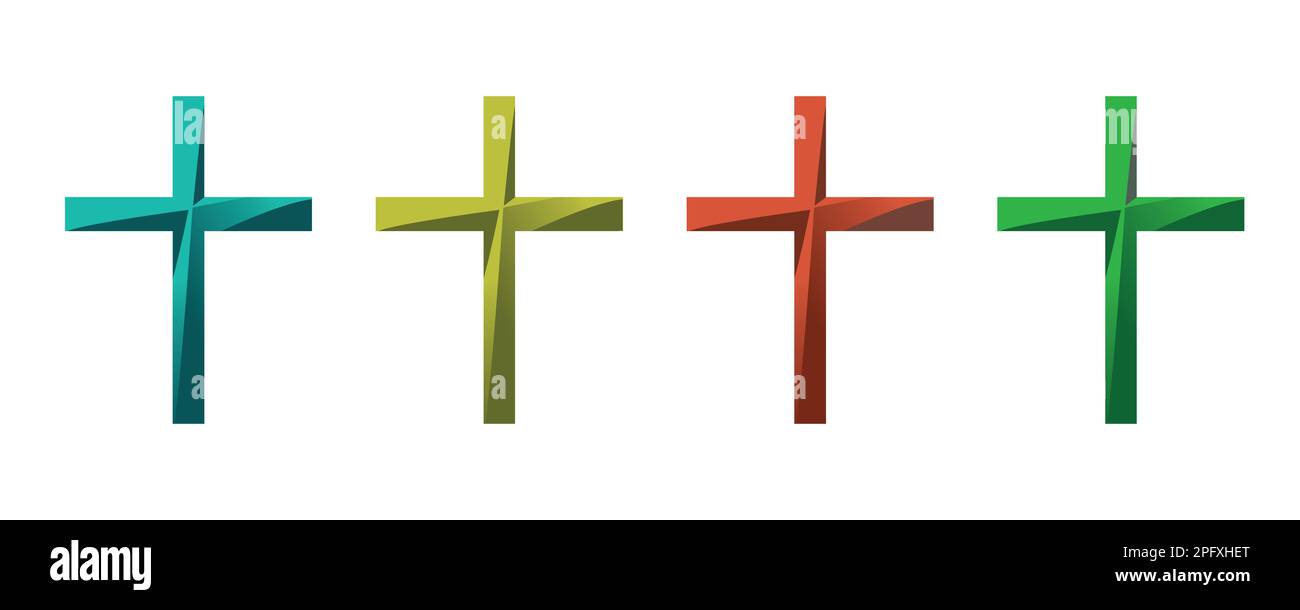 Ensemble de croix bleue religieuse colorée sur fond blanc. Logo Christianisme. Illustration vectorielle Illustration de Vecteur