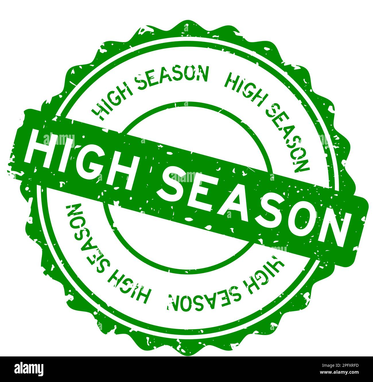 Grunge vert haute saison mot rond joint caoutchouc timbre sur fond blanc Illustration de Vecteur