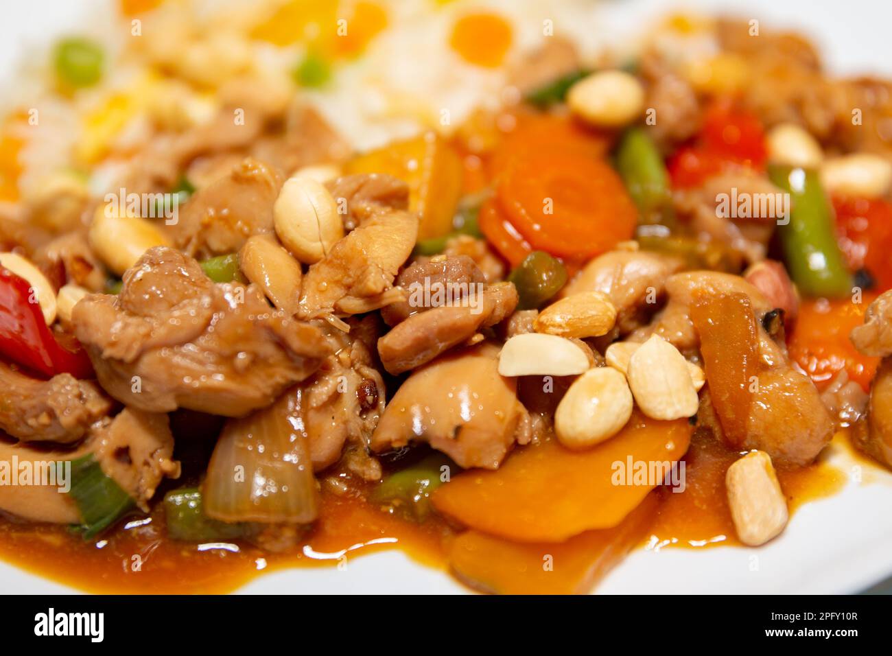 Poulet à carreaux orientaux, cuisine chinoise traditionnelle Banque D'Images