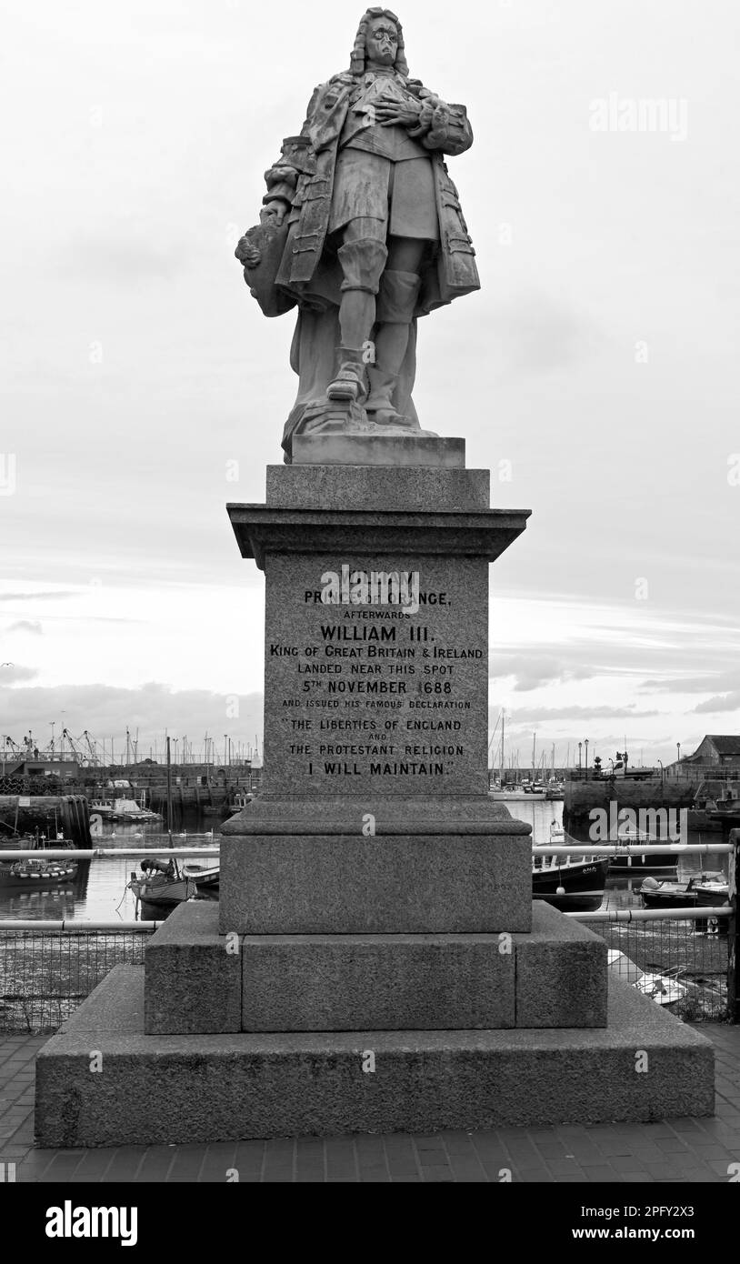 Statue de William Prince d'Orange plus tard William III de Grande-Bretagne, Brixham, Devon, Angleterre, Royaume-Uni Banque D'Images