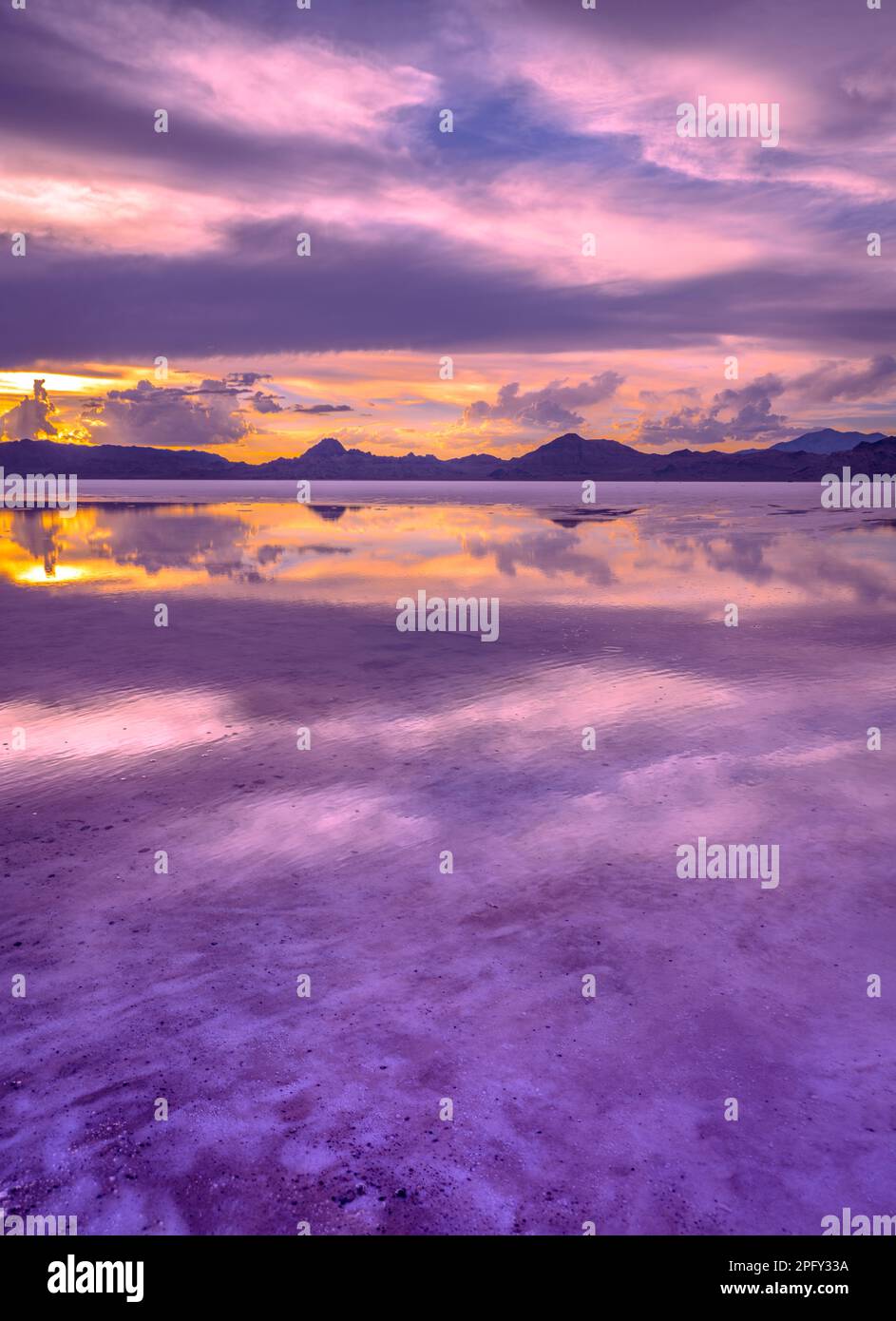 Coucher de soleil à Bonneville Salt Flats, Utah, États-Unis Banque D'Images