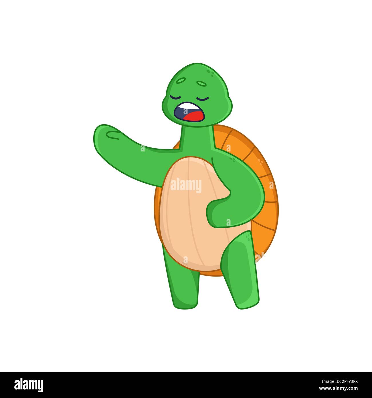 Autocollant de chant de personnage de dessin animé de tortue mignon Illustration de Vecteur