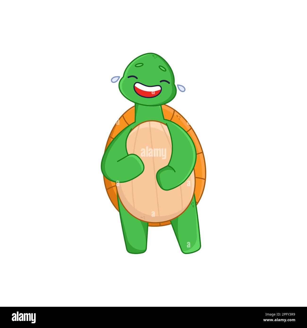 Autocollant de rire de personnage de dessin animé de tortue mignon Illustration de Vecteur