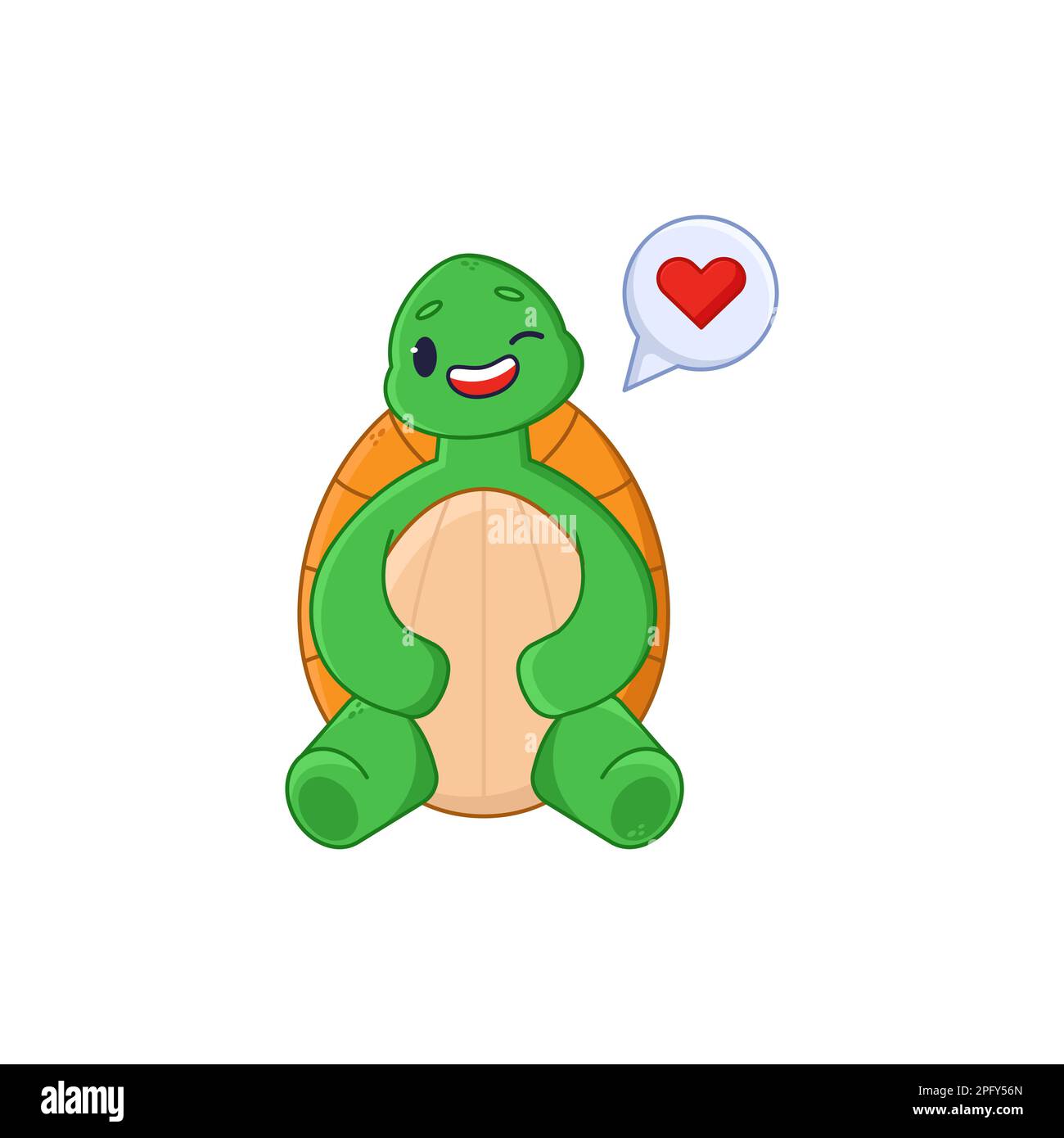 Adorable autocollant en forme de flirt représentant un personnage de dessin animé de tortue Illustration de Vecteur