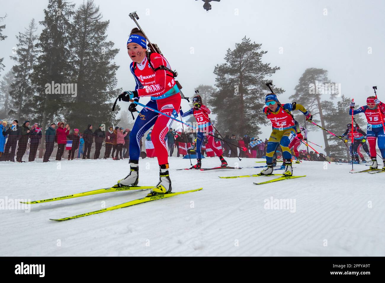 Oslo, Norvège 19 mars 2023, Lisa Theresa Hauser, d'Autriche, participe à la compétition Dames 12,5km Mass START lors du Biathlon de la coupe du monde IBU BMW à Holmenkollen Oslo, en Norvège. Credit: Nigel Waldron/Alay Live News Banque D'Images