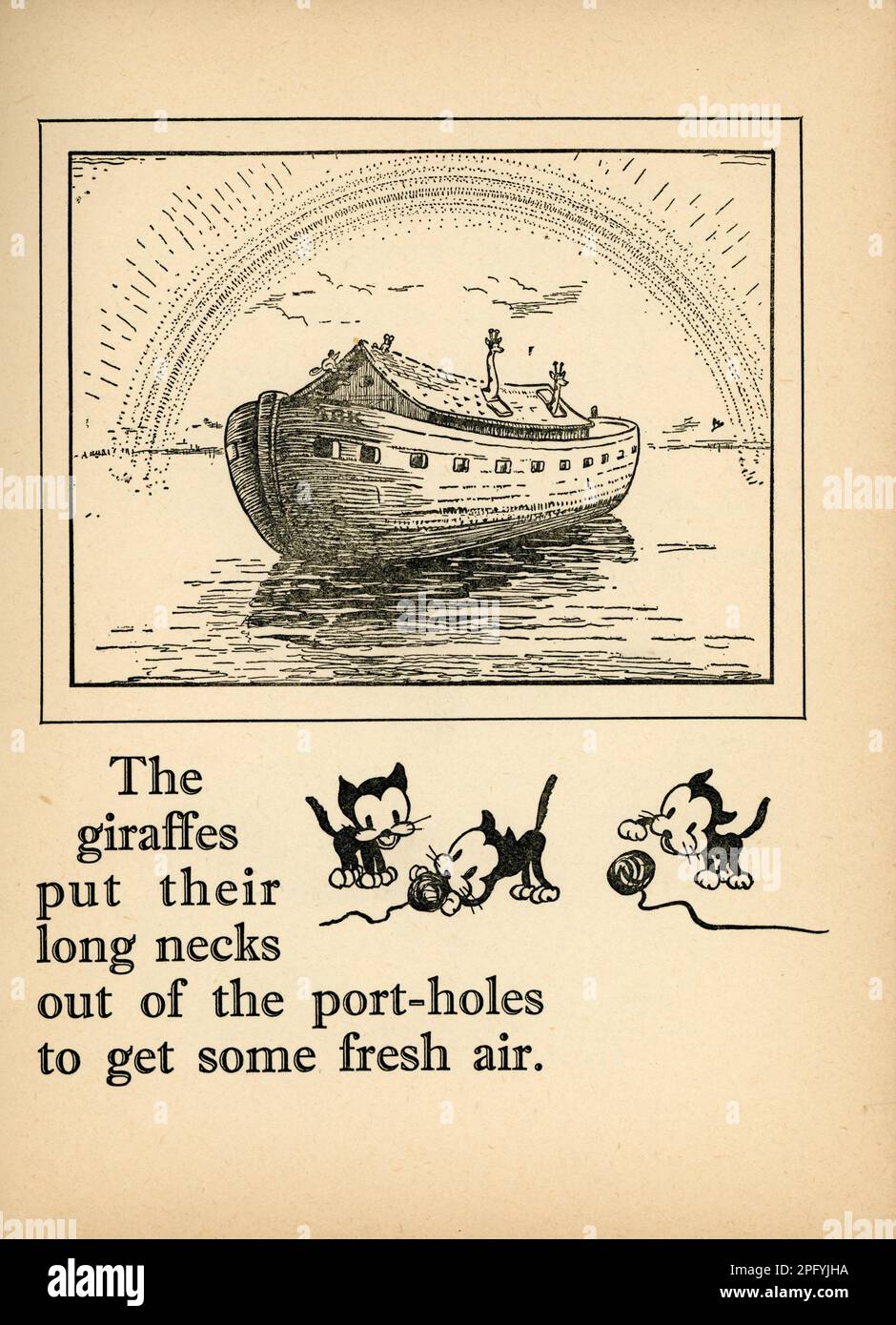 Page de British Children's Book from circa 1934/5 for WALT DISNEY SILLY SYMPHONY dessin animé petit PÈRE NOAH'S ARK 1933 réalisateur WILFRED JACKSON Walt Disney Productions / United Artists publié par Birn Brothers, Ltd, Londres. Banque D'Images