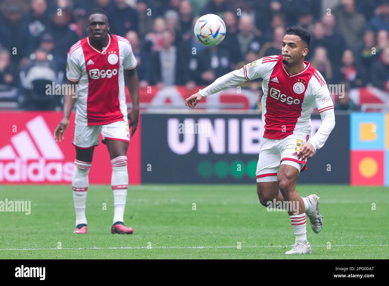 19-03-2023: Sport: Ajax contre Feyenoord AMSTERDAM, PAYS-BAS - MARS 19: Owen Wijndal (Ajax) pendant le match Eredivisiie AFC Ajax et Feyenoord Rotterdam Banque D'Images