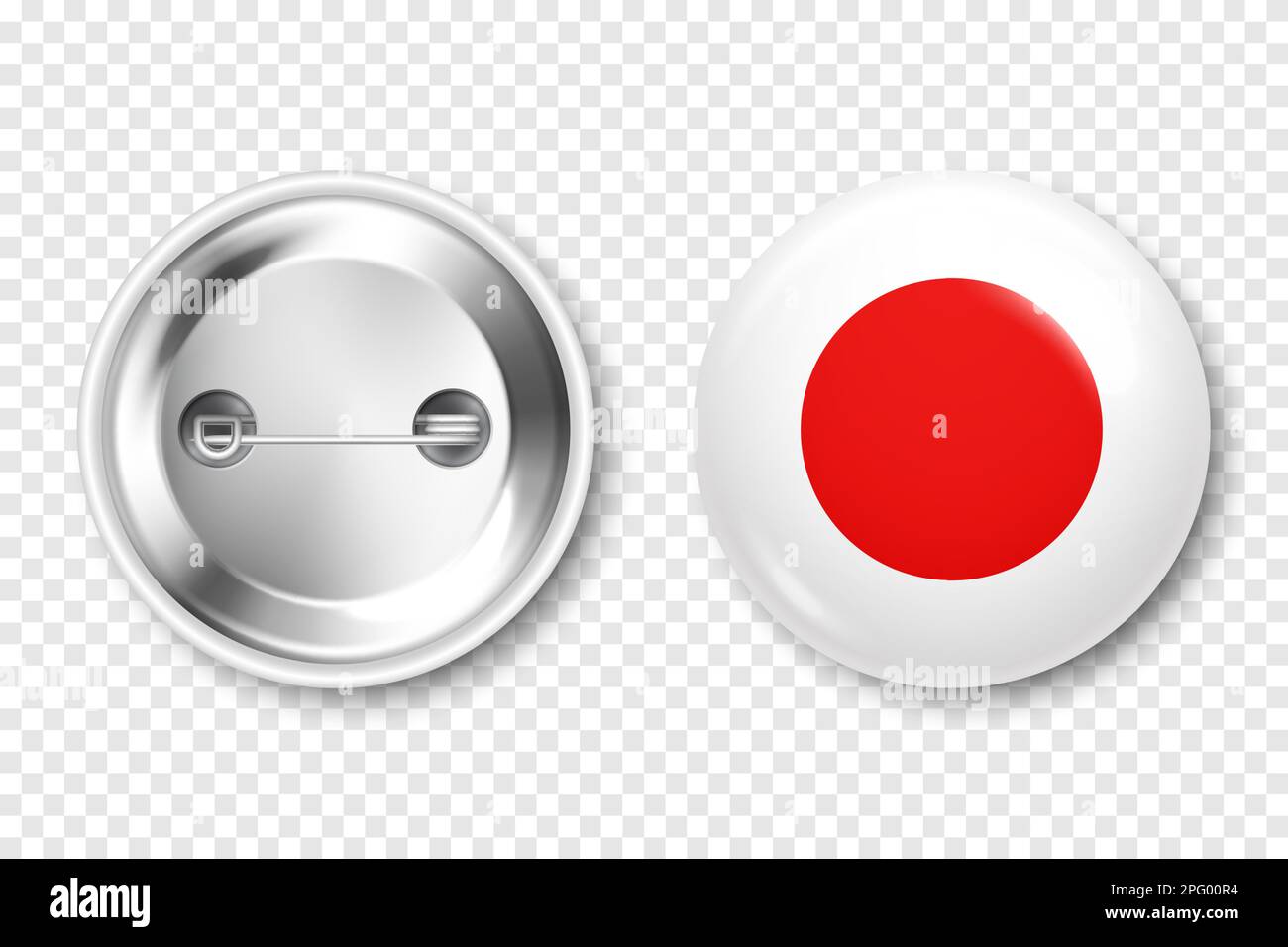 Badge réaliste avec drapeau japonais imprimé. Souvenir du Japon. Badge à  broche brillant avec fermoir en métal brillant. Maquette de produit pour la  publicité et Image Vectorielle Stock - Alamy