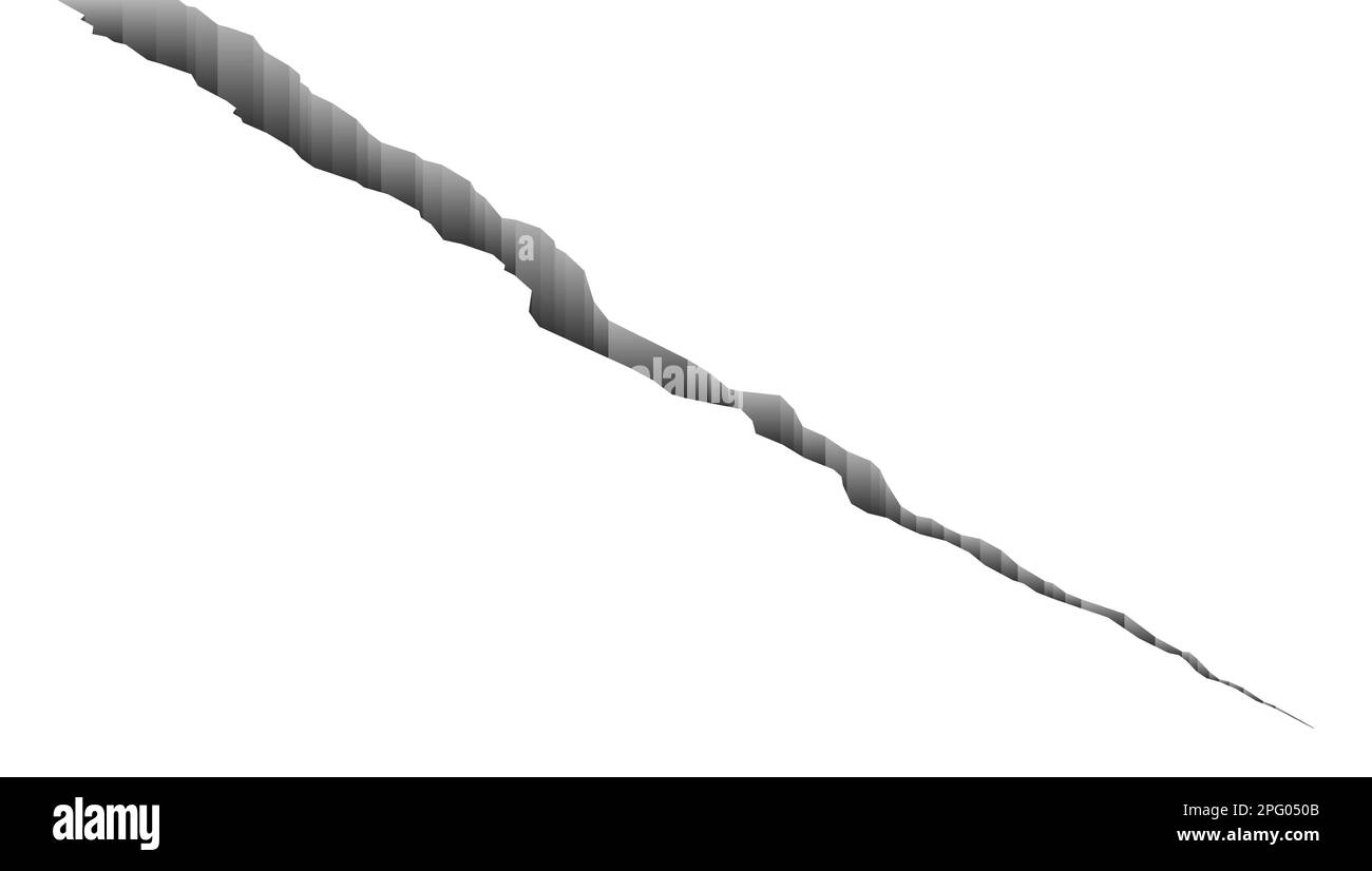 Concept de fissure sismique ou de crise mondiale. Vue du sol fissurée de la surface. Vibrations sismiques et destruction du béton endommagé. Trou de la fissure du séisme de terre. Terre détruite avec fente. vecteur 3d Illustration de Vecteur