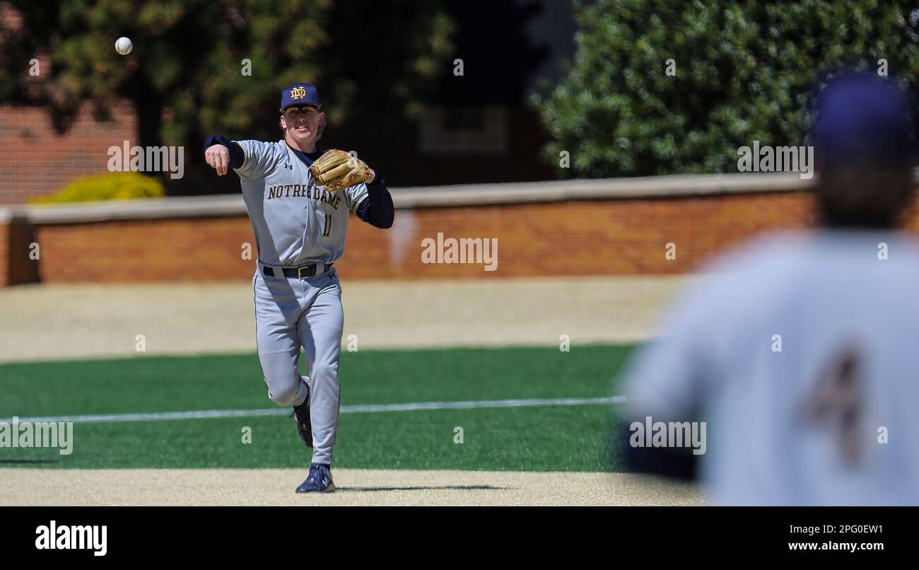 March 19, 2023: Notre Dame sophomore Jack Penney (11) on the bases