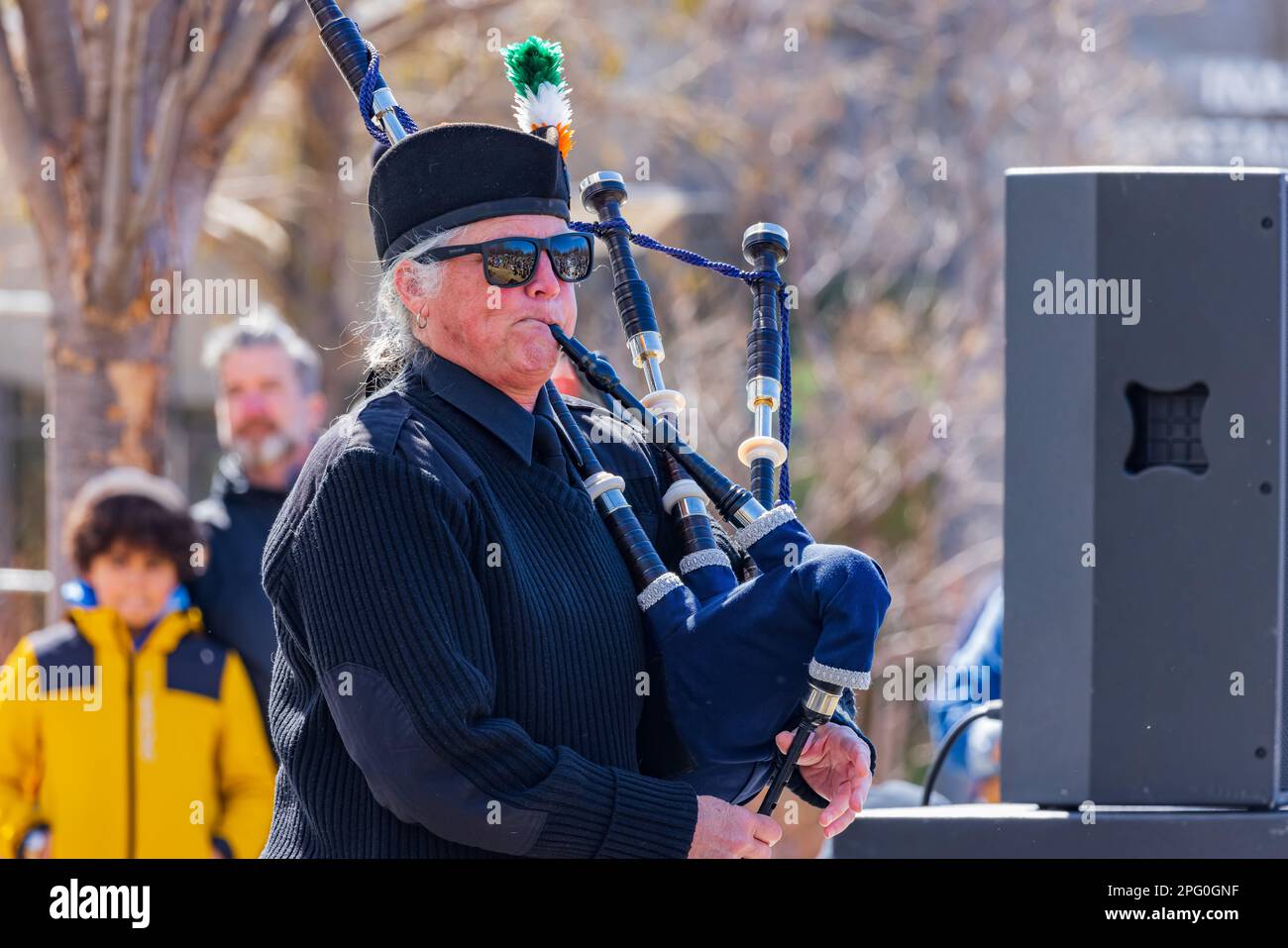 Oklahoma, 17 2023 MARS - représentation musicale écossaise pendant le St. Fête de la Patrick dans les jardins botaniques de Myriad Banque D'Images