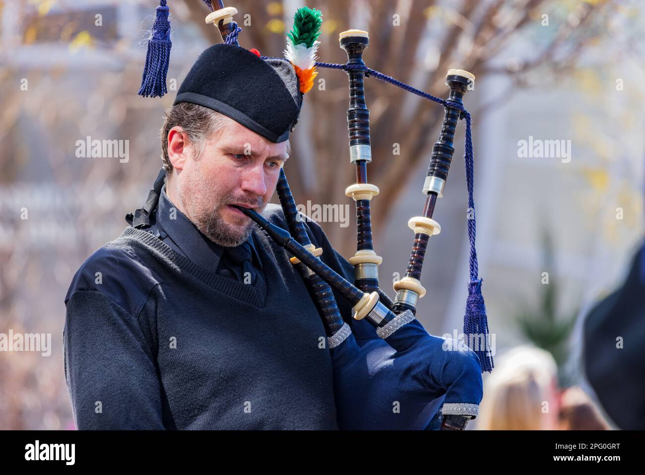 Oklahoma, 17 2023 MARS - représentation musicale écossaise pendant le St. Fête de la Patrick dans les jardins botaniques de Myriad Banque D'Images