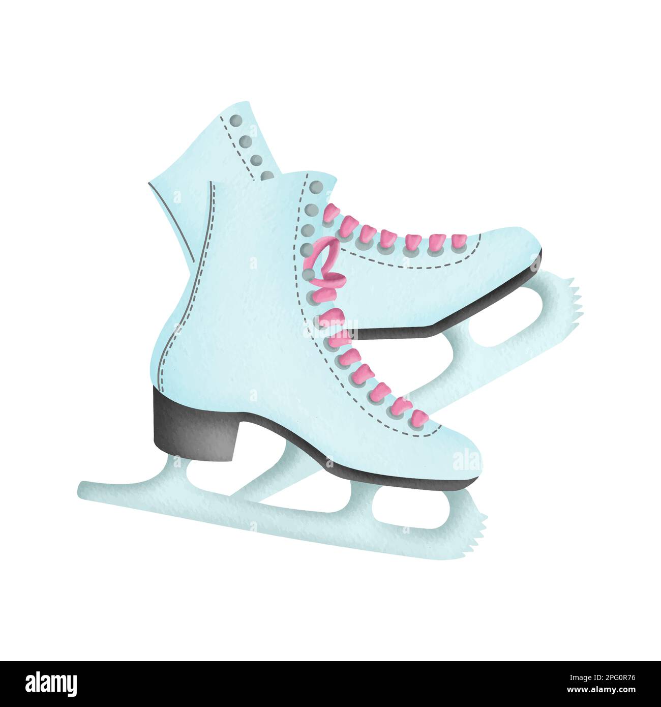 Blue Pink Ice Skates hiver Noël essentiels illustration. Nouvelle année de vacances Clipart pour le design de célébration, l'autocollant de planificateur, le motif, le dos Banque D'Images