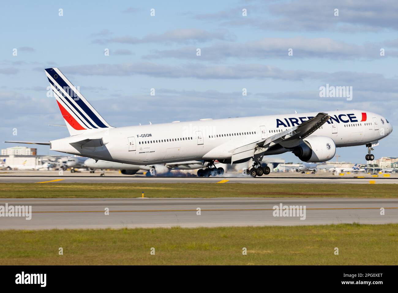 Air France B777-300ER atterrissage à Miami Banque D'Images