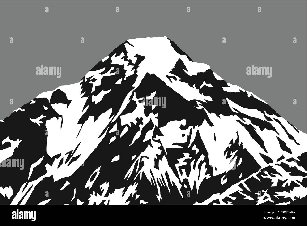 sommet de montagne du mont Dhaulagiri vecteur illustration logo, blavisk et blanc, Népal Himalaya montagnes Illustration de Vecteur