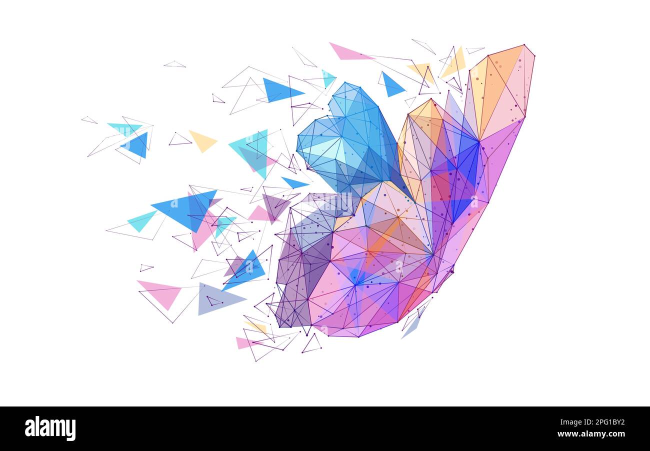 Papillon dynamique numérique abstrait isolé sur fond blanc Illustration de Vecteur