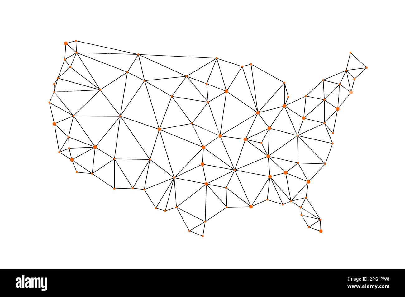 Carte polygonale USA Connected Dots.Vector United States mappe le style polygonal. Illustration de Vecteur