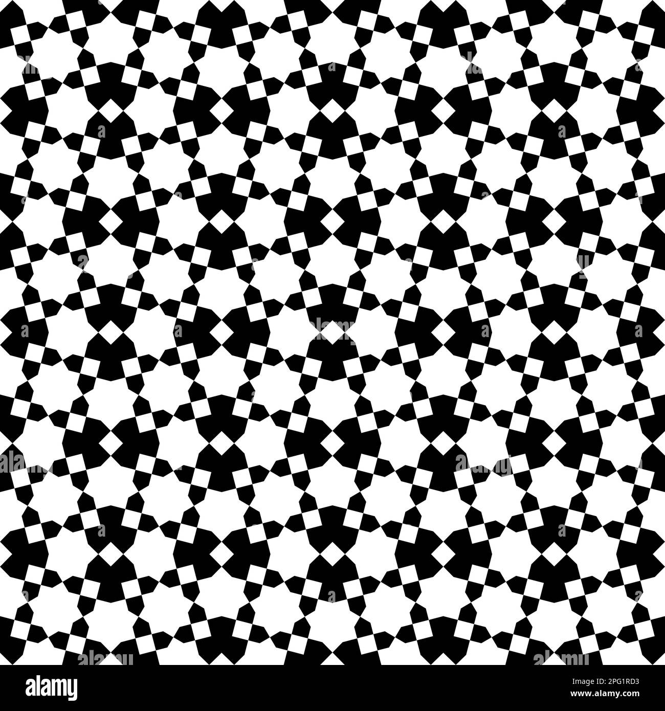 Décoration géométrique sans couture basée sur l'art islamique traditionnel noir et blanc. Excellent design pour le tissu, le textile, la couverture, le papier d'emballage, l'arrière-plan. Illustration de Vecteur