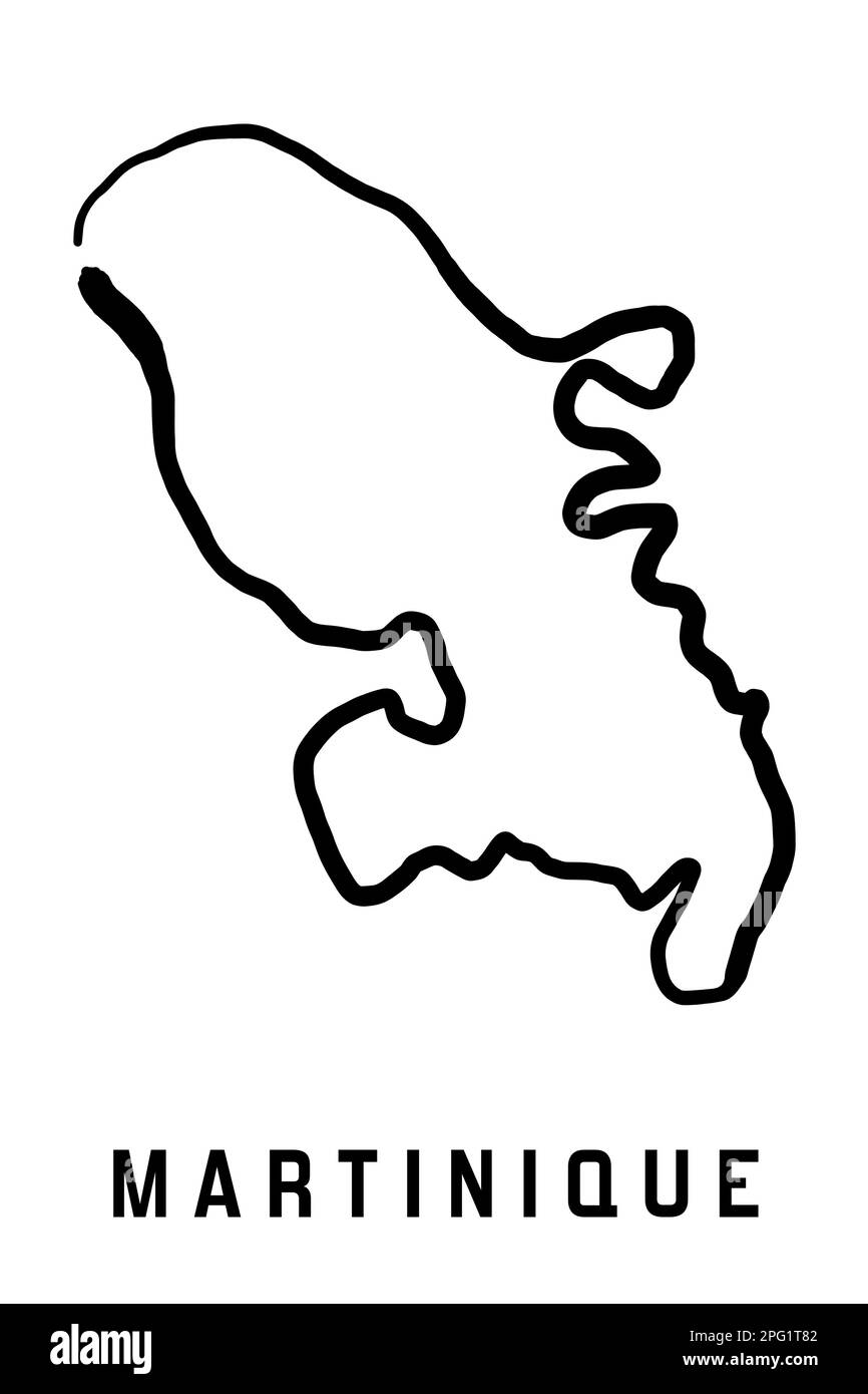 Martinique carte de l'île simple contour. Carte de style simplifiée vectorisée à la main. Illustration de Vecteur