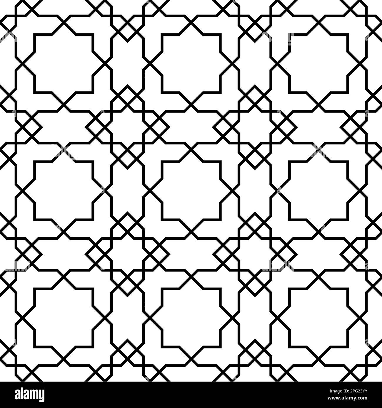 Décoration géométrique sans couture basée sur l'art islamique traditionnel noir et blanc. Excellent design pour le tissu, le textile, la couverture, le papier d'emballage, l'arrière-plan. Illustration de Vecteur