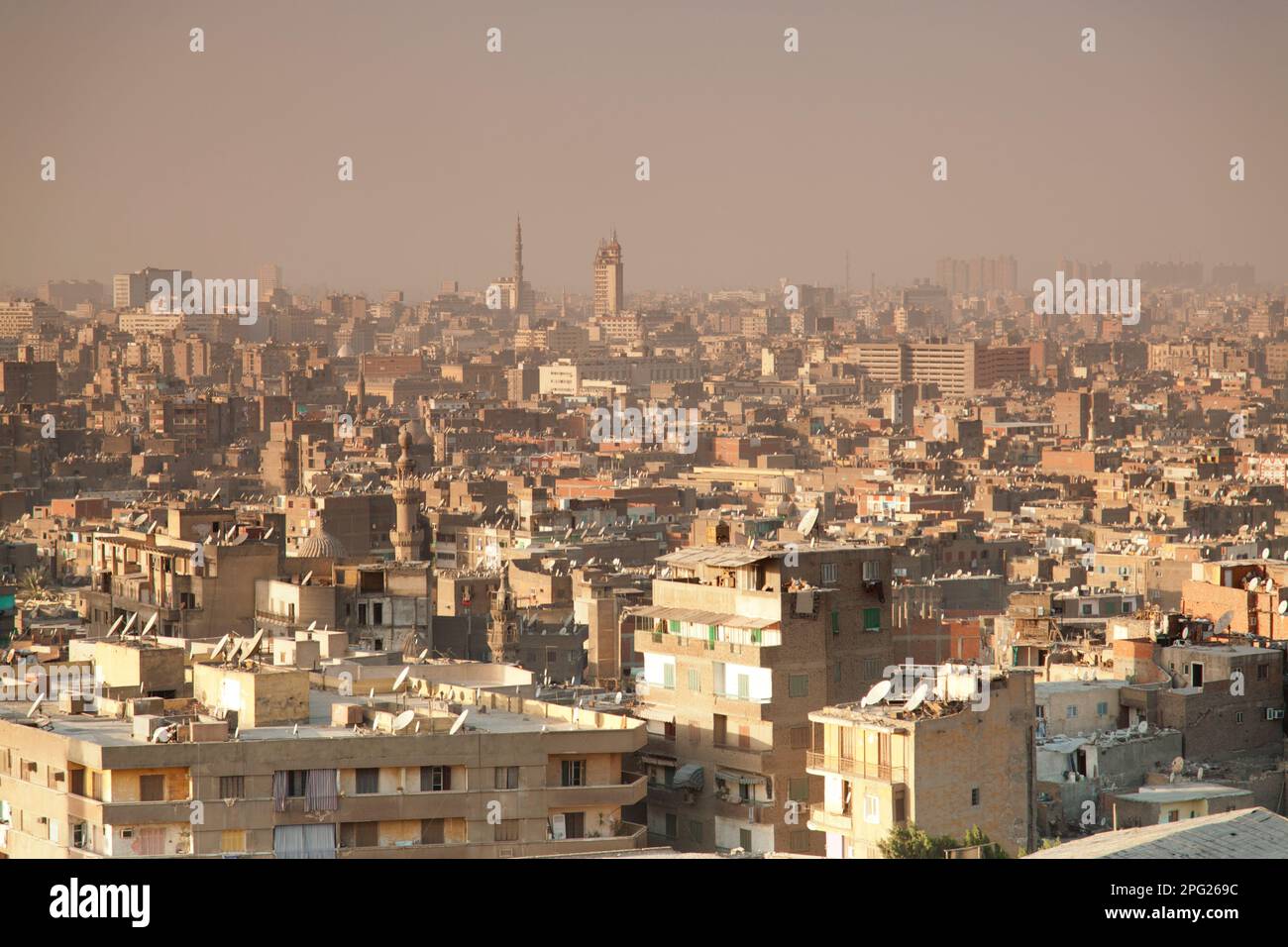 Égypte, le Caire, vues sur le centre du Caire depuis la Citadelle. Banque D'Images