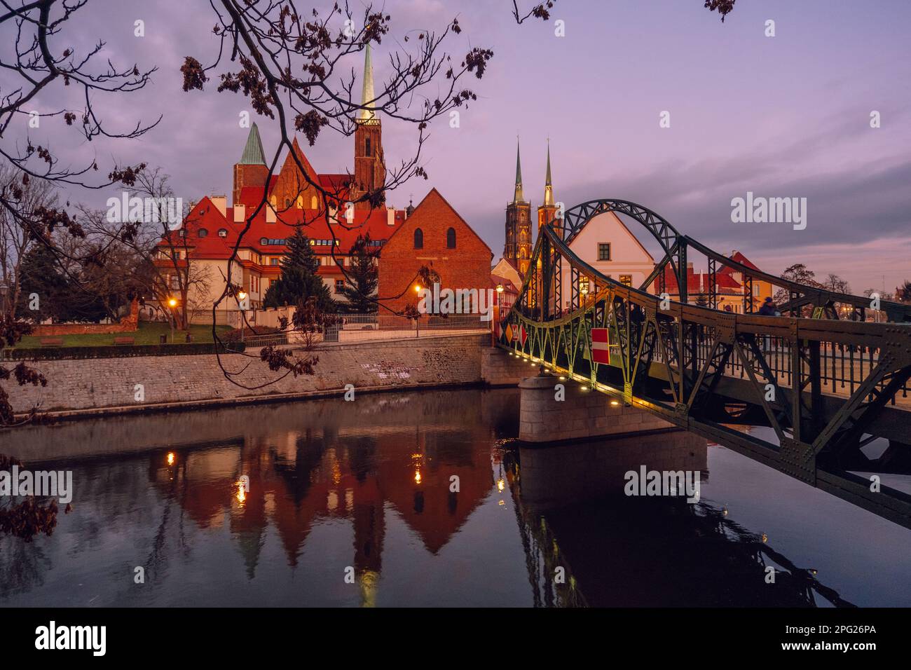 Pont de Wroclaw Pologne. Île de Tumsky. Banque D'Images