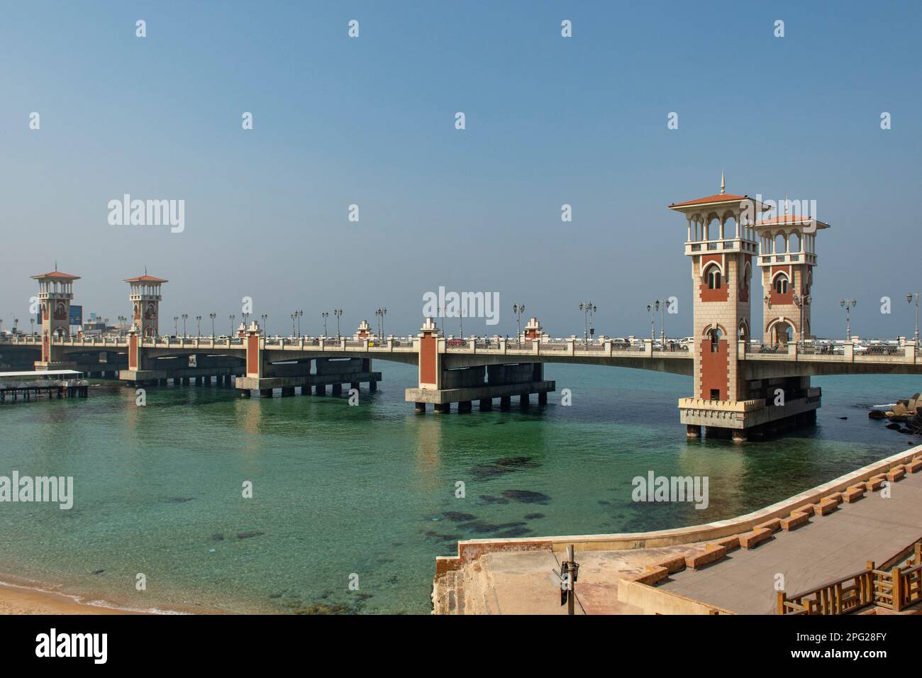 Stanley Bridge sur la Corniche, Alexandrie, Égypte Banque D'Images