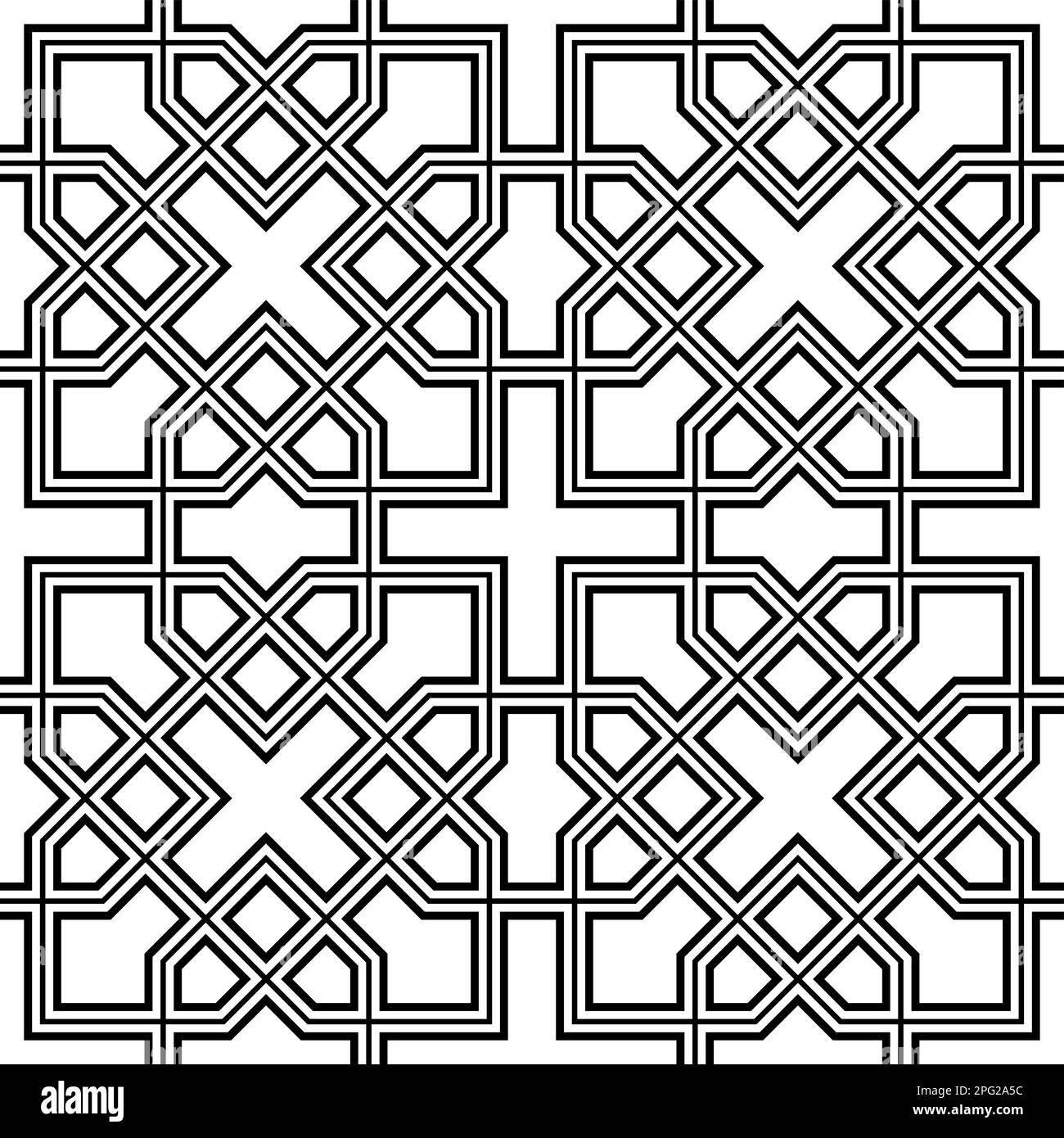 Décoration géométrique sans couture basée sur l'art islamique traditionnel noir et blanc. Excellent design pour le tissu, le textile, la couverture, le papier d'emballage, l'arrière-plan. Illustration de Vecteur