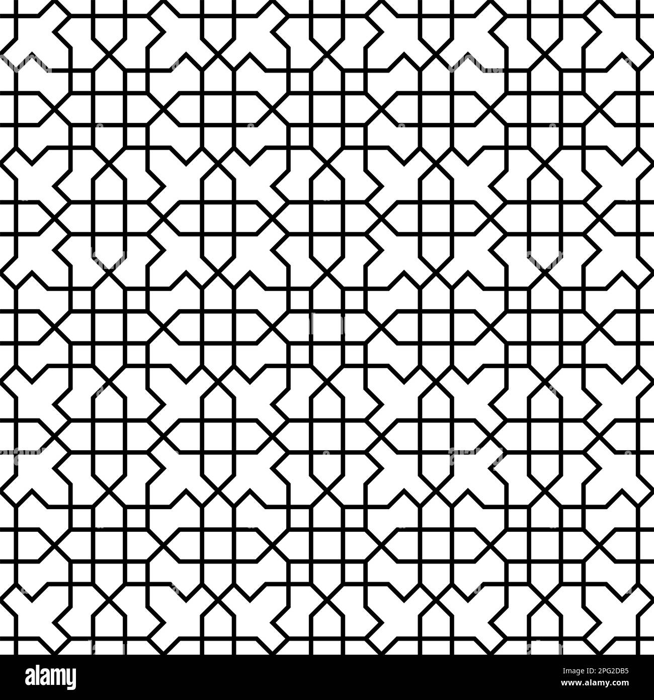 Décoration géométrique sans couture basée sur l'art islamique traditionnel noir et blanc. Excellent design pour le tissu, le textile, la couverture, le papier d'emballage, l'arrière-plan. Illustration de Vecteur