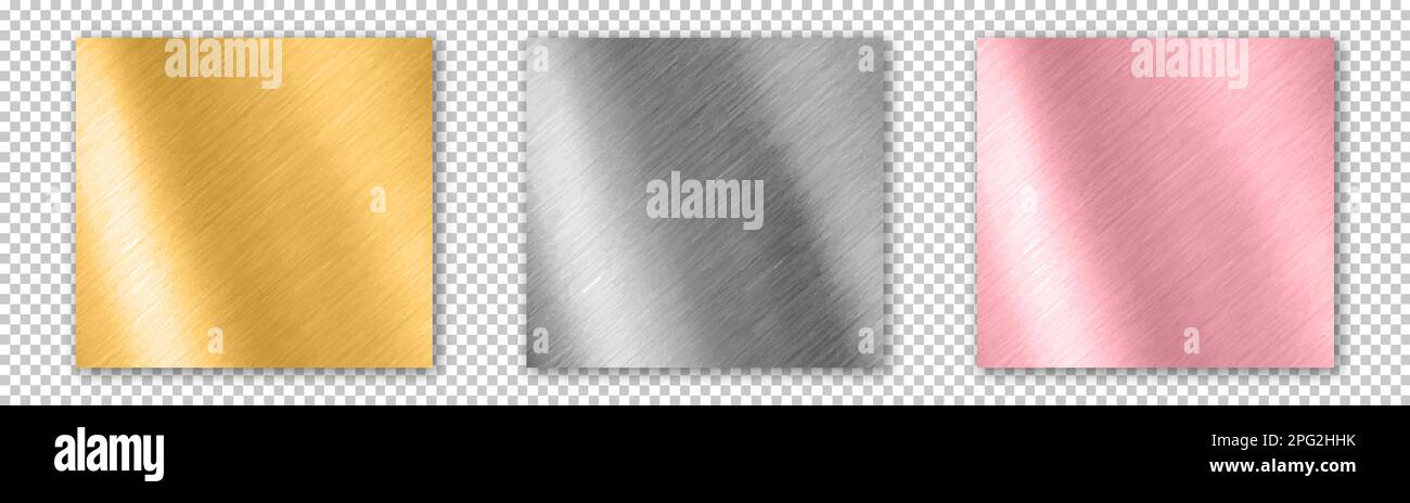 Collection d'or, d'or rose, d'argent, de chrome, de dégradé métallique. Illustration vectorielle. Métal poli EPS 10 Illustration de Vecteur